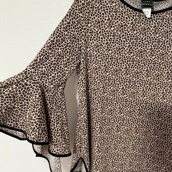 Coco Bianco Women's Animal Print Bell Sleeve Top Size XL - Picture 7 of 10